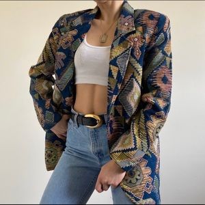 Vintage thick Aztec canvas blazer